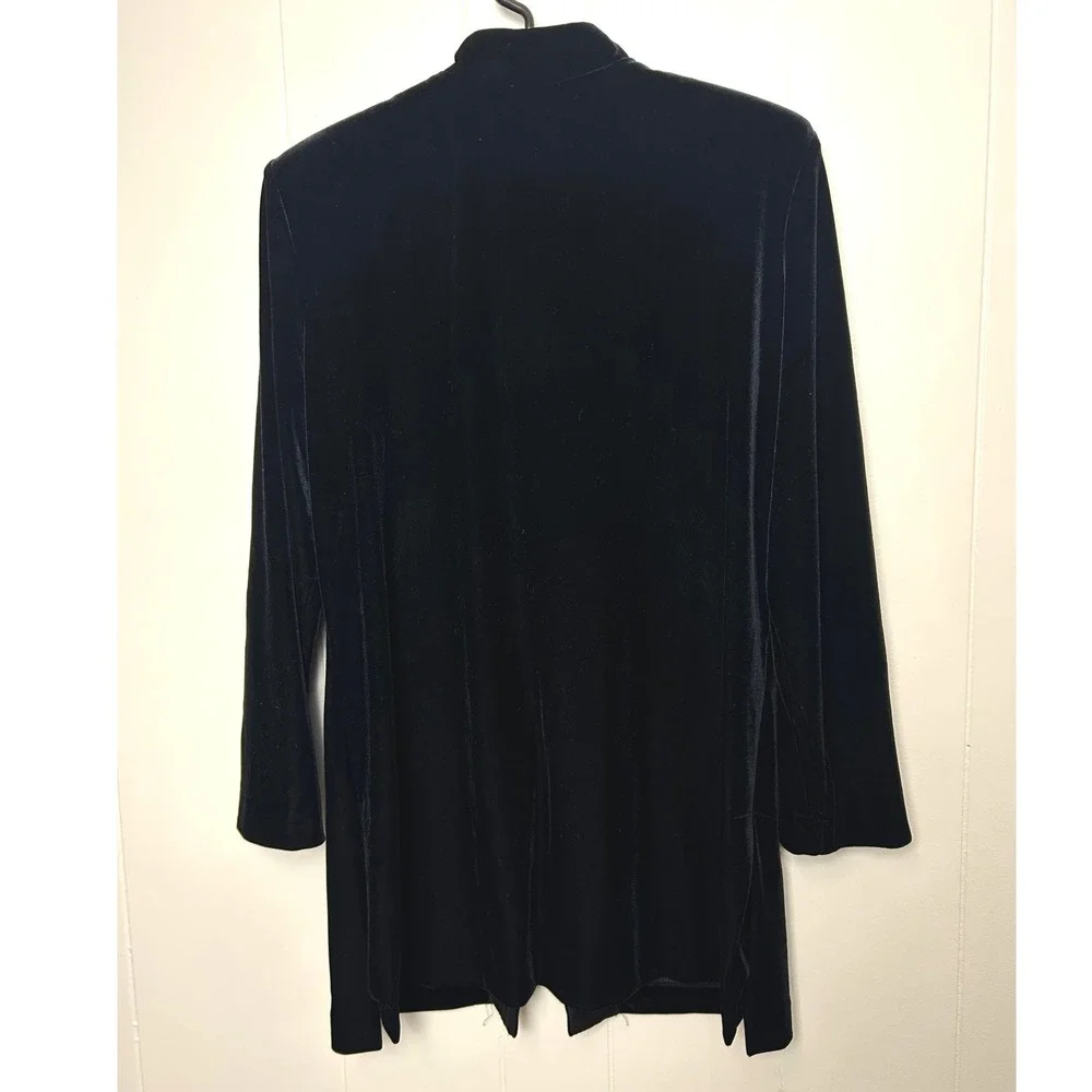 Karen Kwong R&M Richards Black Velvet Mandarin Collar Oriental Jacket women‎ 12p